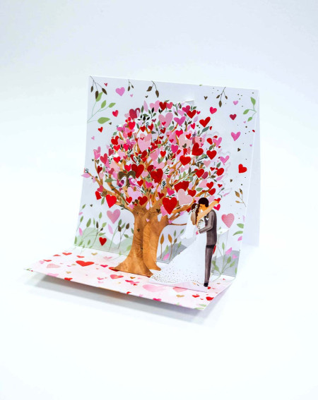 Card 3D Tree of hearts - Wedding greeting cards - Agapics