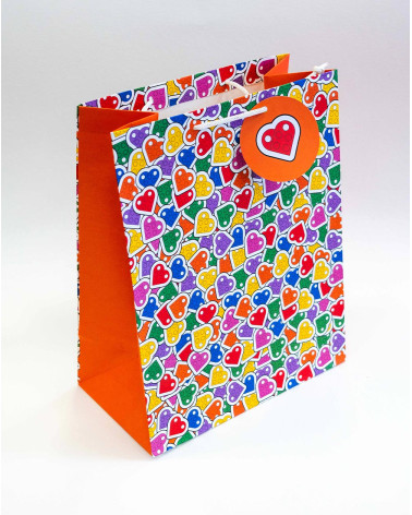 Large Gift Bag L Lego hearts - Gifts wrapping supplies - Agapics