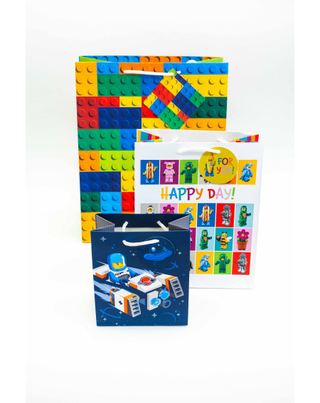 Large Gift Bag L Lego blocks - Present wrapping - Agapics