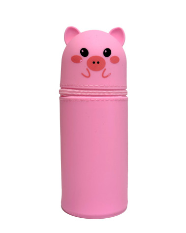 Pencil case silicone pink piggy - School supplies - Agapics
