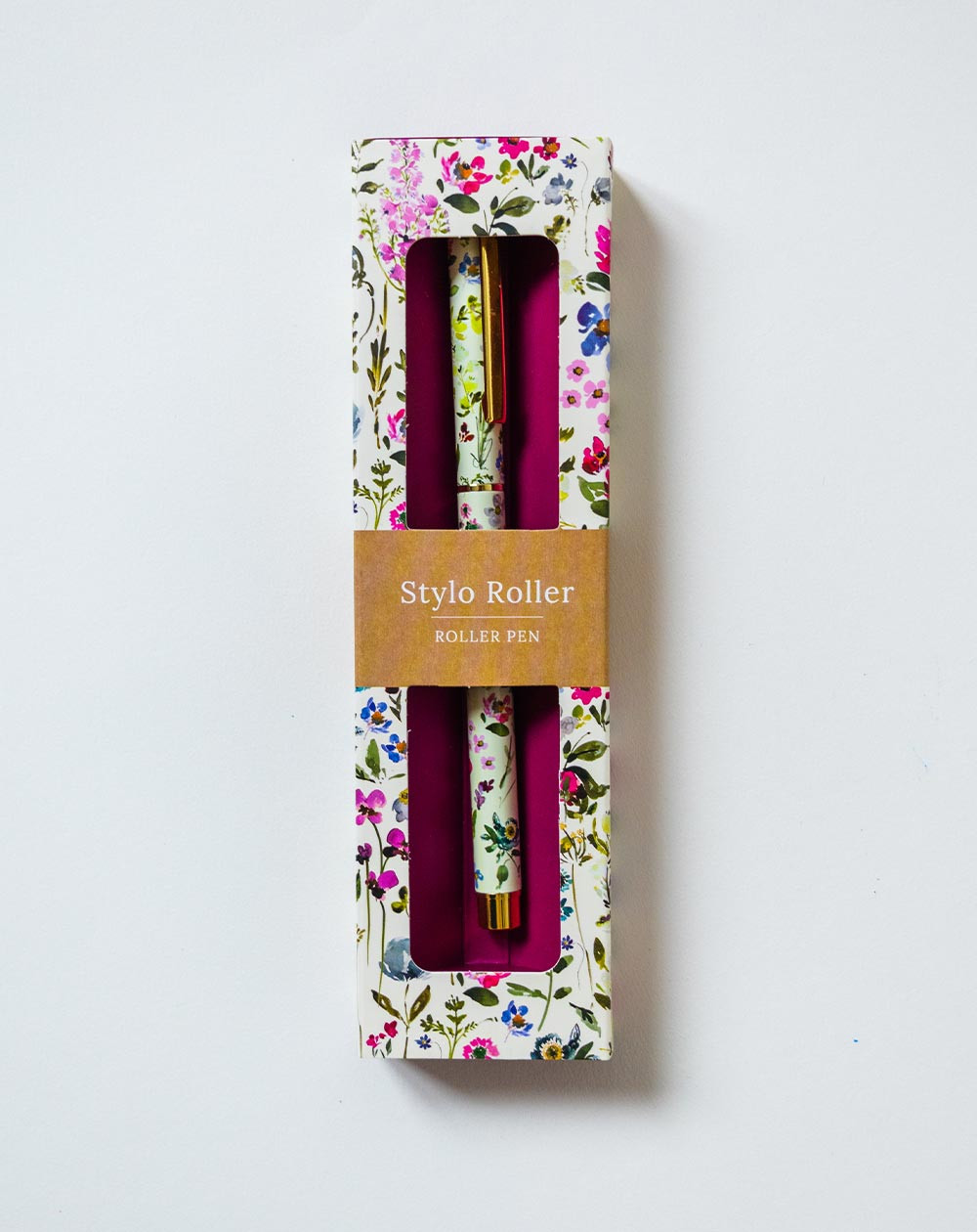 Stylo roller pen Flowers white - Stationery - Agapics