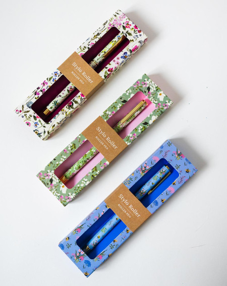 Stylo roller pen Flowers white - Stationery - Agapics