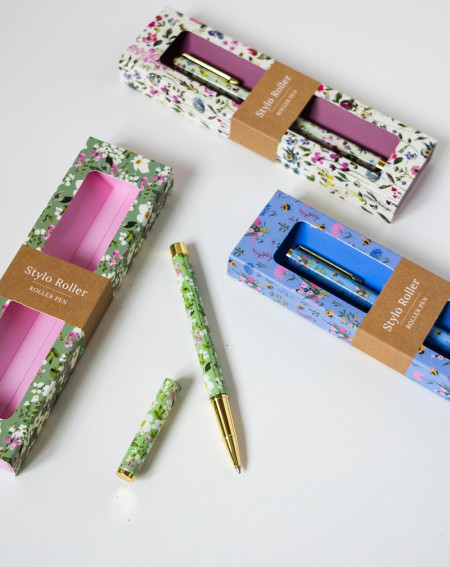 Stylo roller pen Flowers and bees - Stationery - Agapics