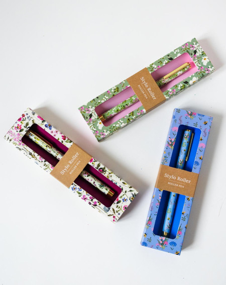 Stylo roller pen Flowers and bees - Stationery - Agapics