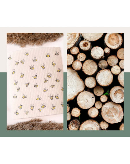 Cleaning cloth set of 3 Bees, The Encounter and flowers