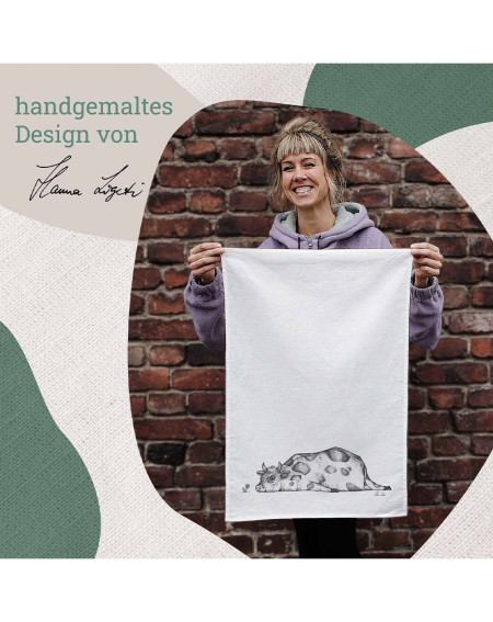 Kitchen Towel Cow Rita and flower