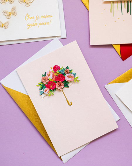 Hallmark Card Umbrella of flowers - Birthday cards - Agapics