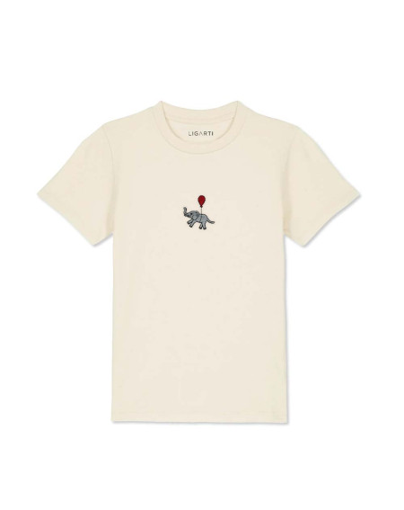 Children's T-shirt Elephant with balloon beige 134-146cm - Agapics