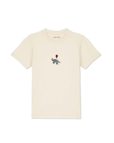 Children's T-shirt Elephant with balloon beige 134-146cm - Agapics