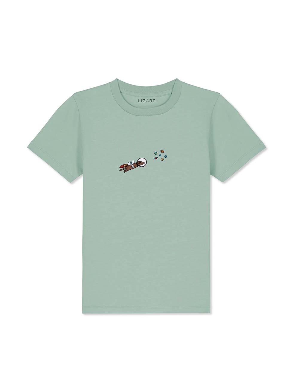 Children's T-shirt Astrowau the Space Dog mint 134-146cm