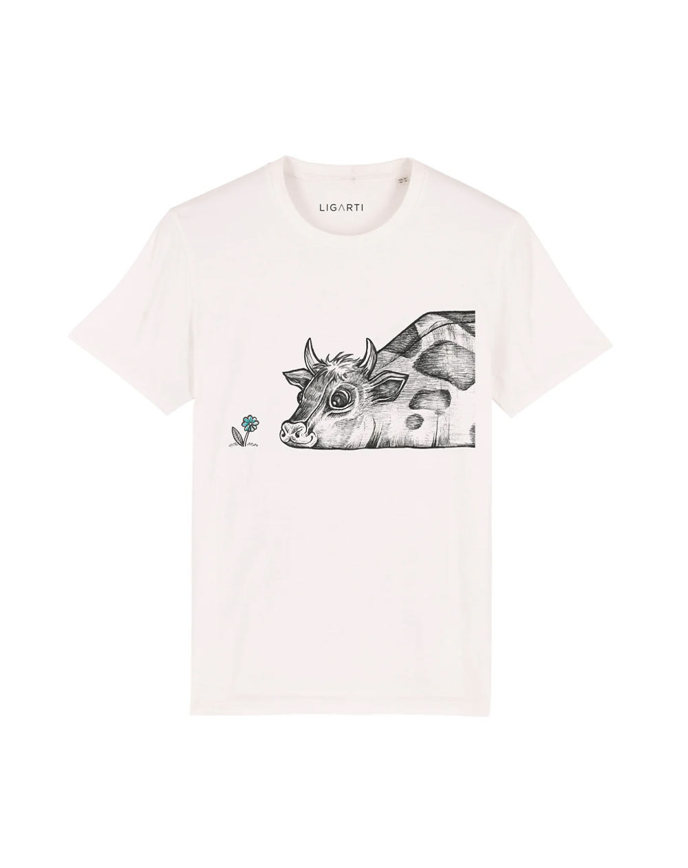 T-shirt Cow Rita and flower cream S