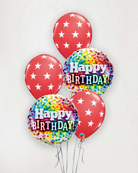 Big Balloon Bouquet Birthday dots and Stars