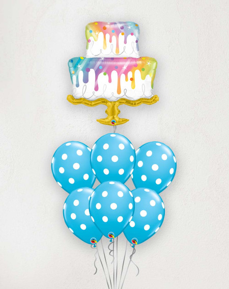 Big Balloon Bouquet Birthday cake and dots