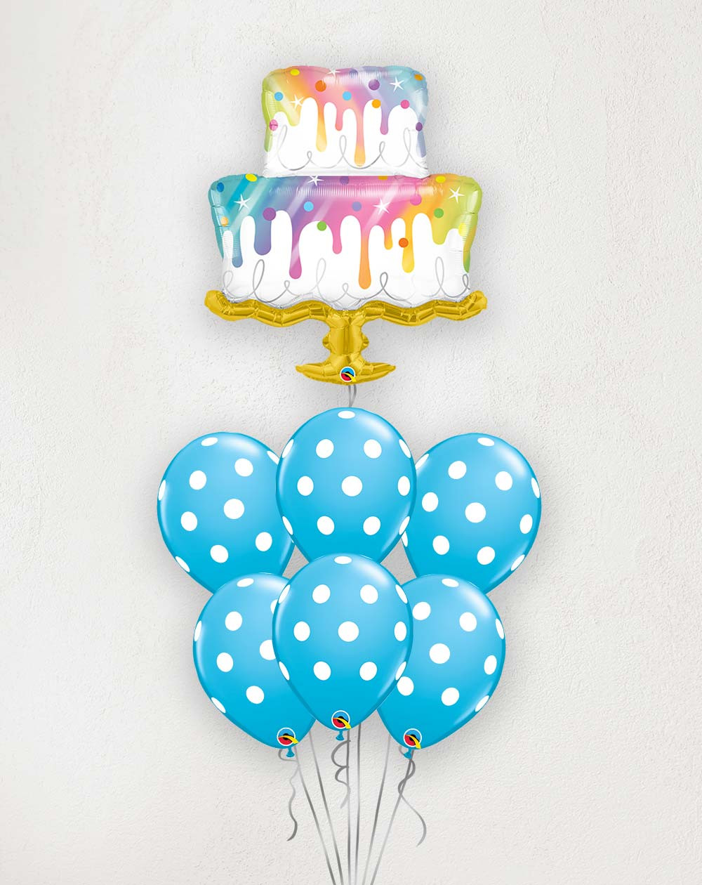 Big Balloon Bouquet Birthday cake and dots