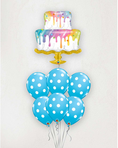 Big Balloon Bouquet Birthday cake and dots