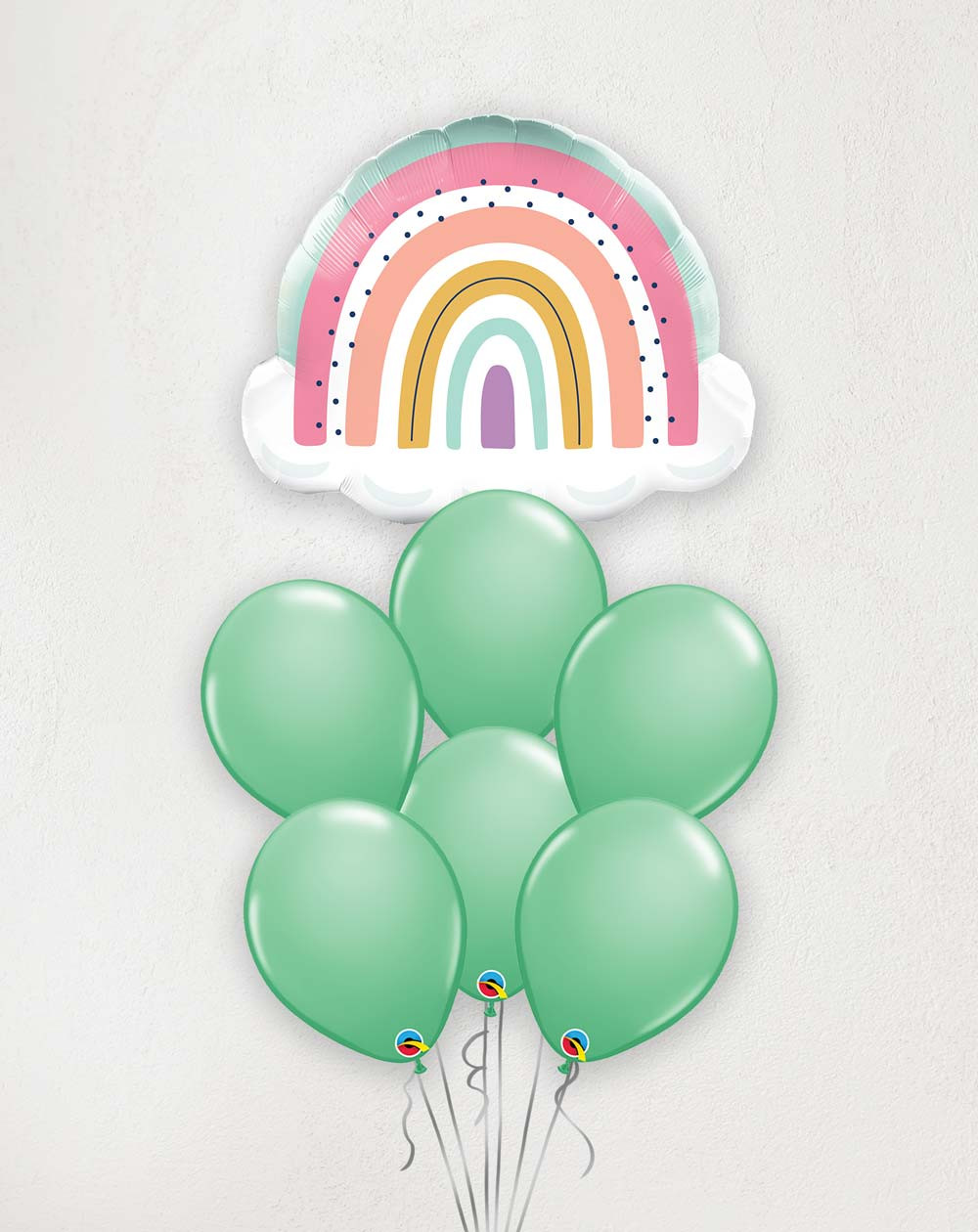 Big Balloon Bouquet Boho rainbow green