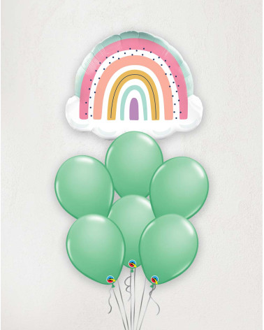 Big Balloon Bouquet Boho rainbow green