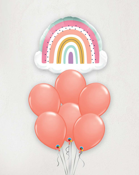 Big Balloon Bouquet Boho rainbow coral