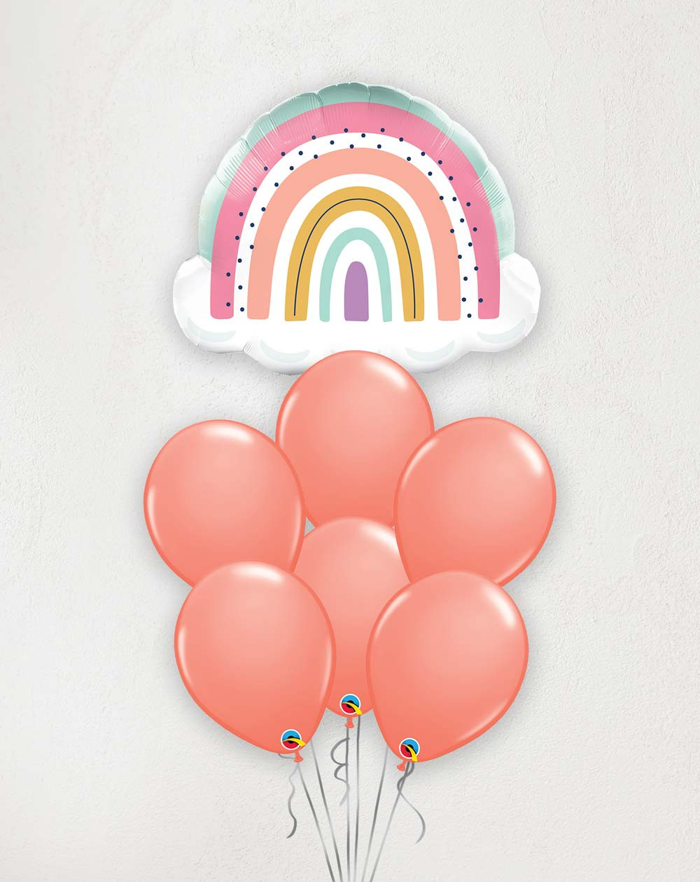 Big Balloon Bouquet Boho rainbow coral