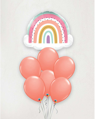 Big Balloon Bouquet Boho rainbow coral