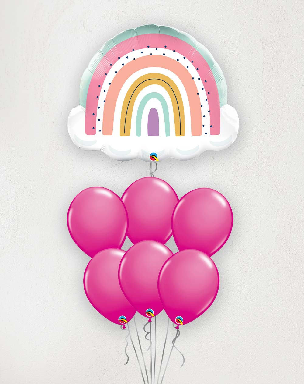 Big Balloon Bouquet Boho Rainbow berry red