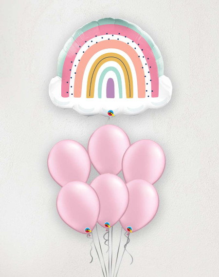 Big Balloon Bouquet Boho Rainbow Pearl pink