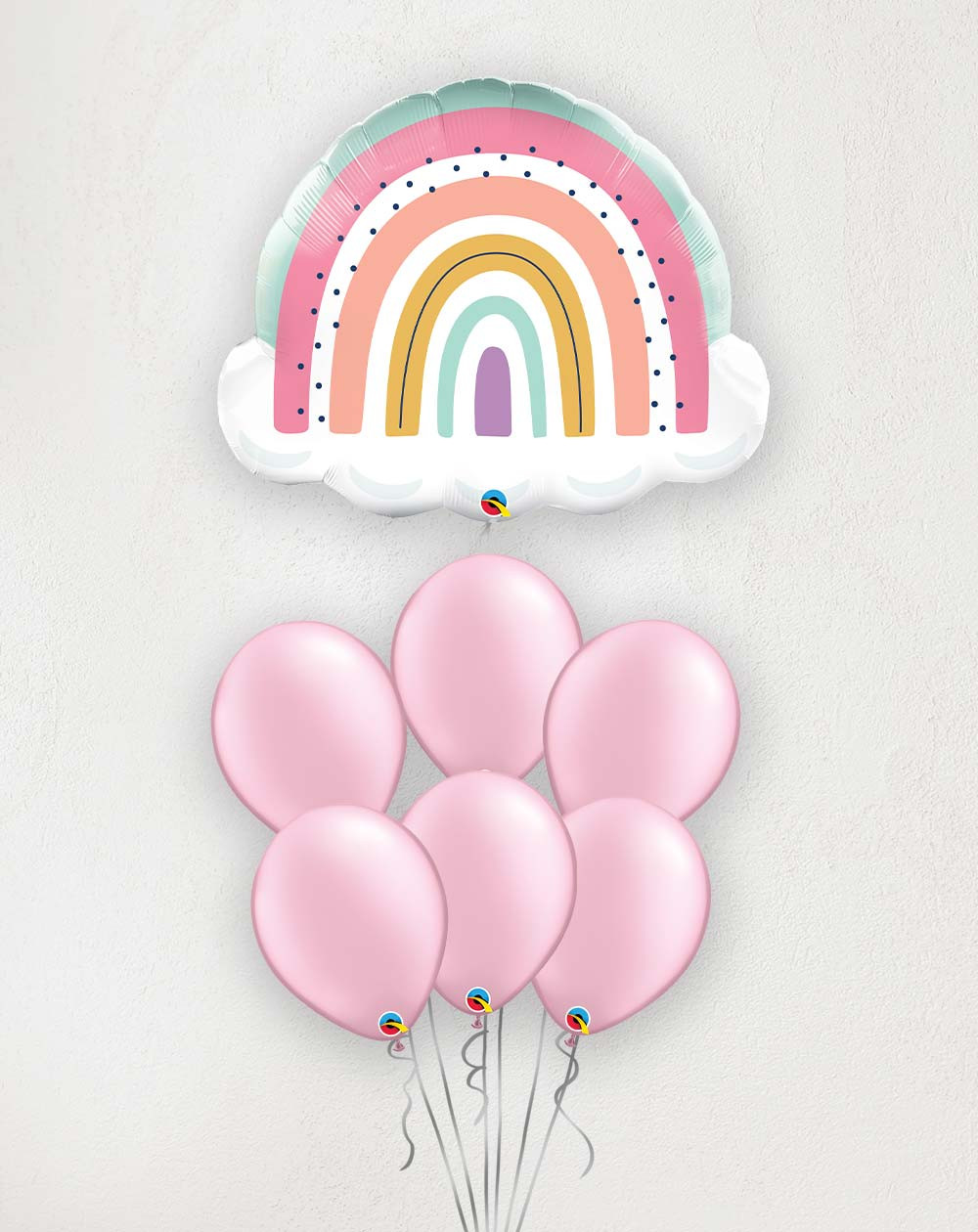 Big Balloon Bouquet Boho Rainbow Pearl pink