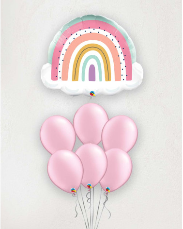 Big Balloon Bouquet Boho Rainbow Pearl pink