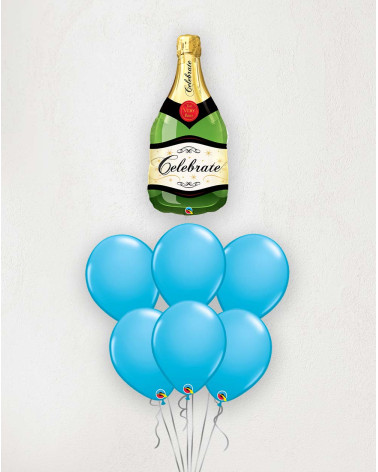 Big Balloon Bouquet Bubble bottle blue