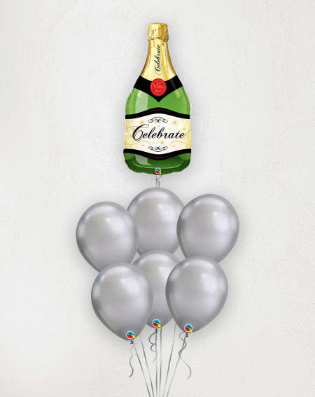 Big Balloon Bouquet Bubble bottle silver