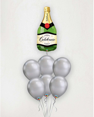 Big Balloon Bouquet Bubble bottle silver