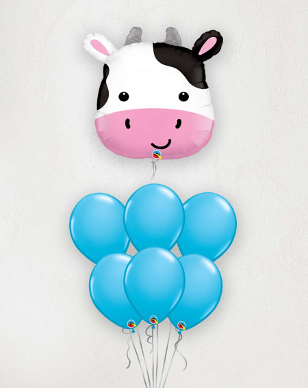 Big Balloon Bouquet Cow blue