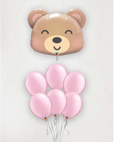 Big Balloon Bouquet Bear pearl pink