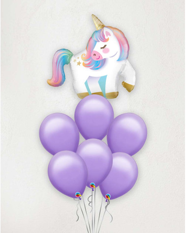 Big Balloon Bouquet Unicorn purple