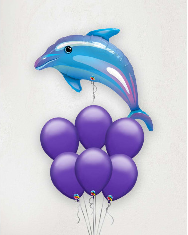 Big Balloon Bouquet Dolphine purple