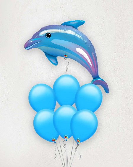 Big Balloon Bouquet Dolphine blue