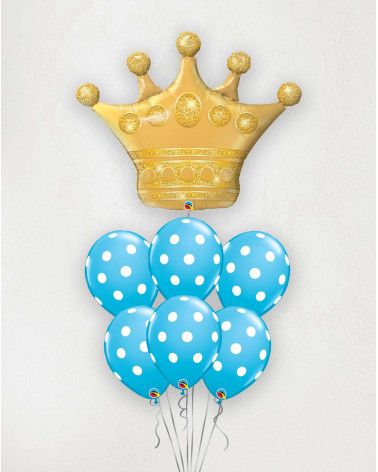 Big Balloon Bouquet Golden Crown and dots