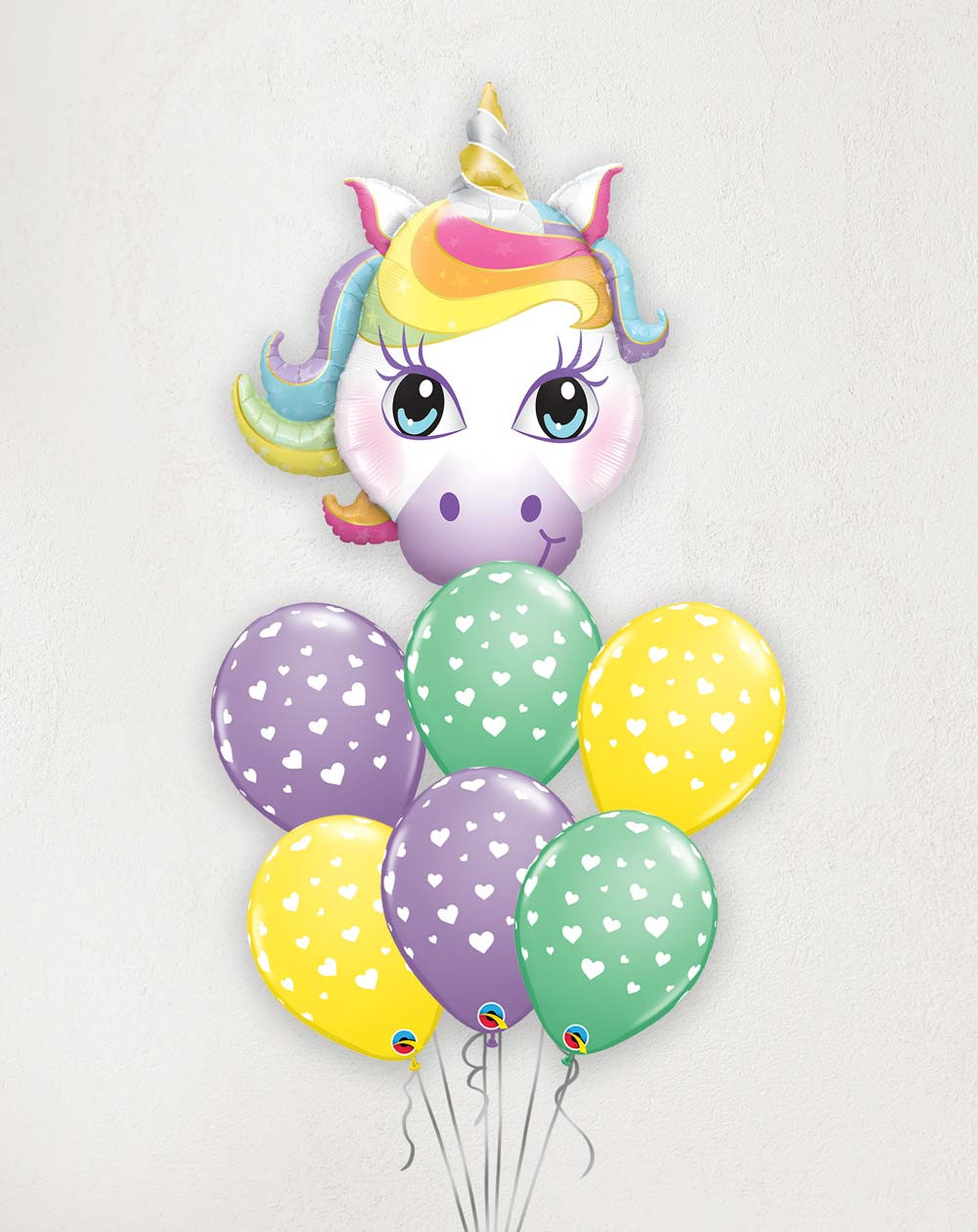 Suur Õhupallibukett Ükssarvik  ja südamed