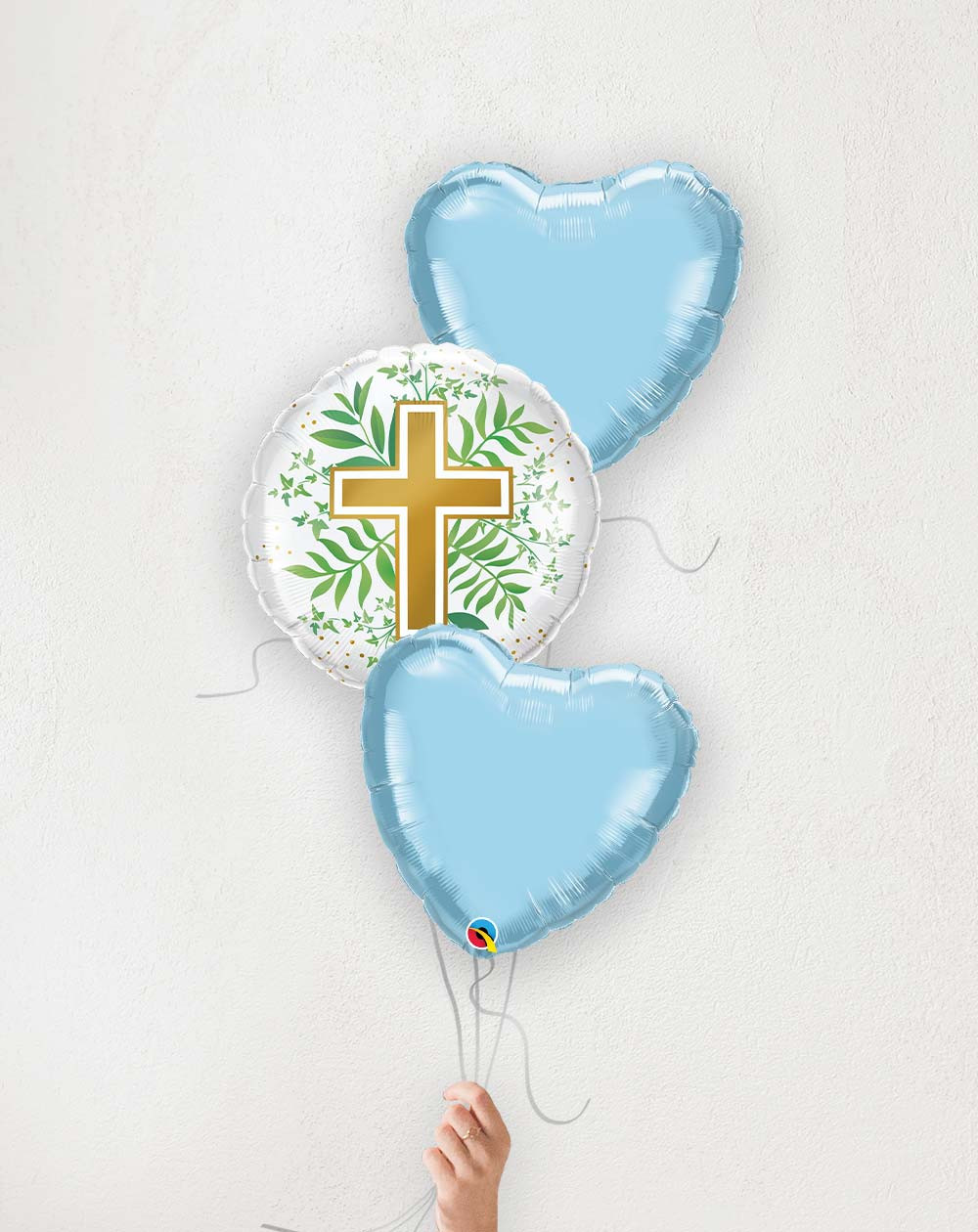 Balloon Bouquet Golden Gross with blue hearts