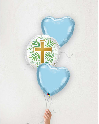 Balloon Bouquet Golden Gross with blue hearts