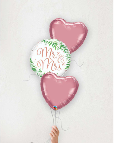 Balloon Bouquet Mr&Mrs with hearts