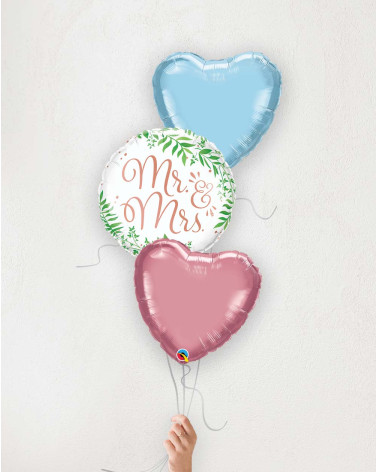 Balloon Bouquet Mr&Mrs with hearts