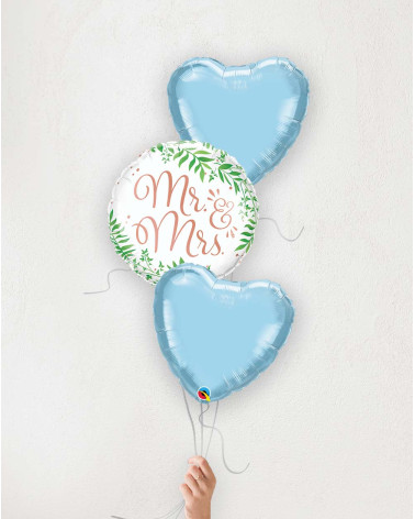 Balloon Bouquet Mr&Mrs with blue hearts