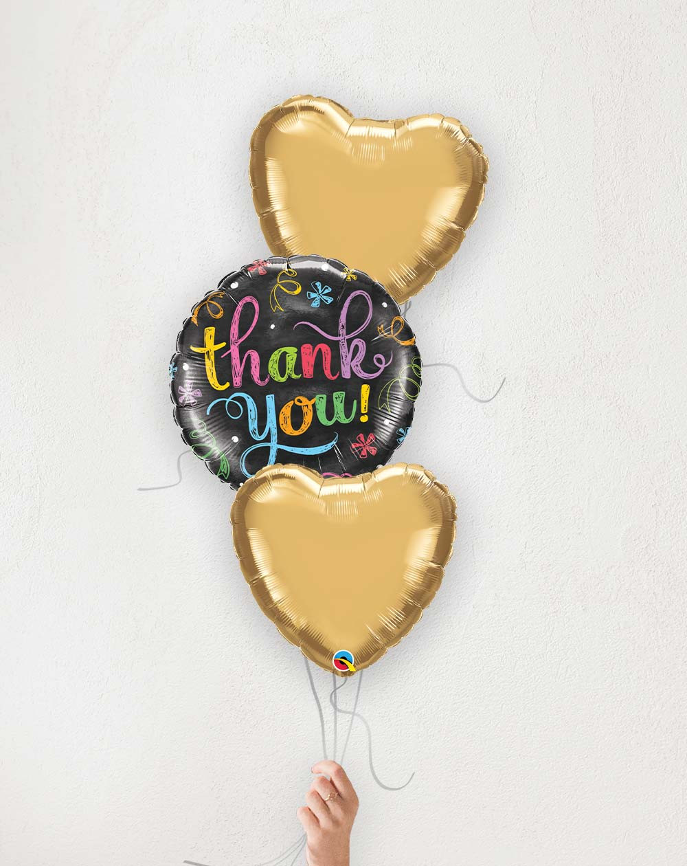 Õhupallibukett Aitäh kuldsed südamed