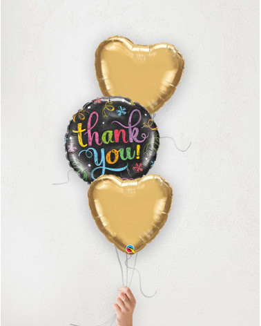 Õhupallibukett Aitäh kuldsed südamed