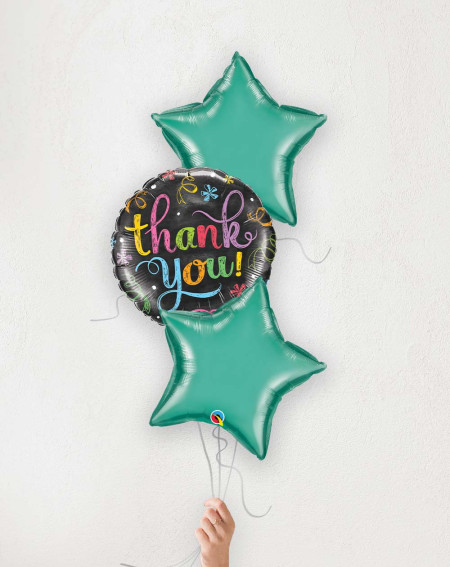 Balloon Bouquet Thank you green stars