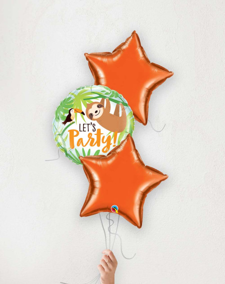 Balloon Bouquet Sloth orange stars
