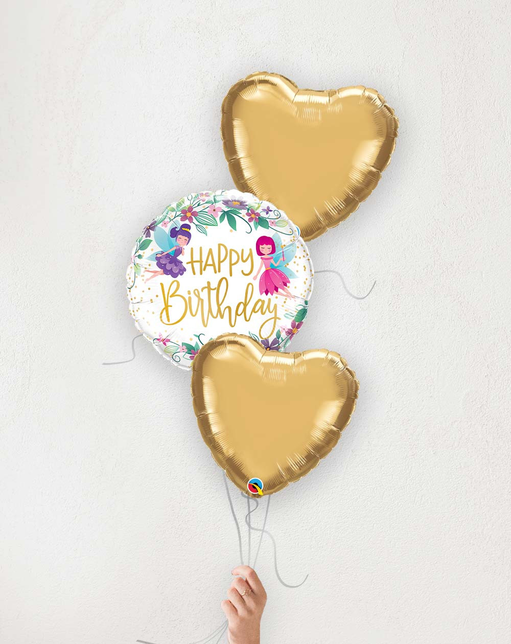 Balloon Bouquet Birthday Fairies golden hearts