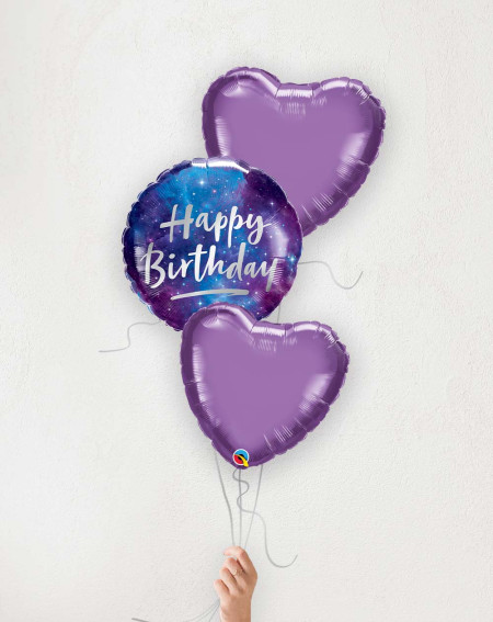 Balloon Bouquet Cosmic Stars purple hearts