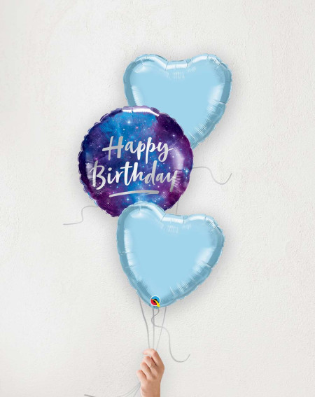 Balloon Bouquet Cosmic Stars blue hearts